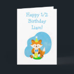 Happy Halb Geburtstag Son Baby Fox mit Geburtstag Karte<br><div class="desc">Dieser süße kleine Babyfox ist bereit,  seinen sechsmonatigen Meilenstein mit einer halben Schokoladenkuche zu feiern. Eine perfekte Karte für die Halbjahresfeier Ihres Sohnes!</div>