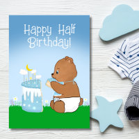 Happy Halb Geburtstag Teddy Bären essen Kuchen