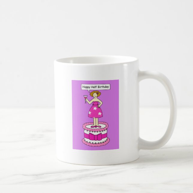 Happy Halb Geburtstagsmutter Stehend auf einen Kuc Kaffeetasse (Rechts)