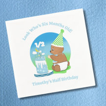 Happy Half Geburtstagsbaby Bear with Cake Party