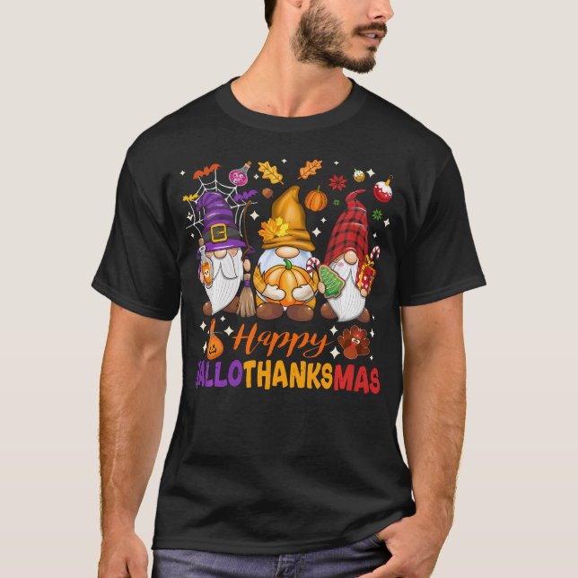 Happy Hallo Dank Mas Halloween Erntedank Chri T-Shirt (Vorderseite)