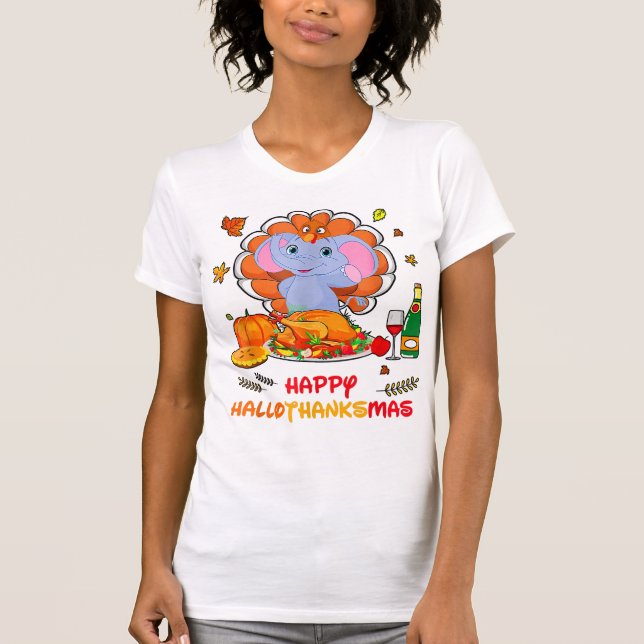 Happy Hallo Elephant Drink Wein Danke Geschenk T-Shirt (Vorderseite)