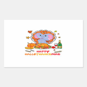 Happy Hallo Elephant Trinken Wein Danke Geschenk Rechteckiger Aufkleber