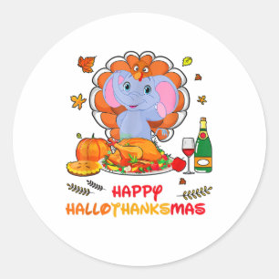 Happy Hallo Elephant Trinken Wein Danke Geschenk  Runder Aufkleber