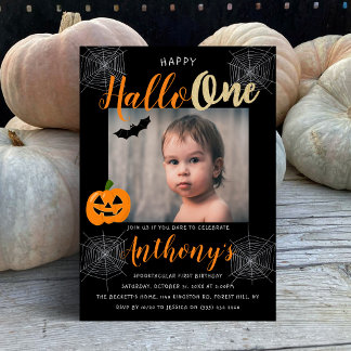 Happy Hallo-one Halloween 1. Geburtstag Foto Einladung