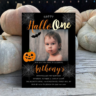 Happy Hallo-one Halloween 1. Geburtstag Foto Real Folieneinladung