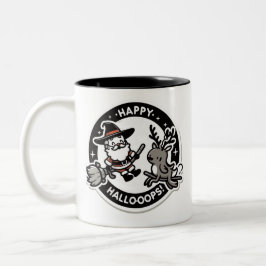 Happy Hallo-Oops! Santa Dressed as a Witch, Deer Zweifarbige Tasse