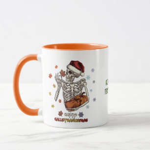 Happy Hallo Thanksmas Skeleton Türkei Pumpkin Tasse