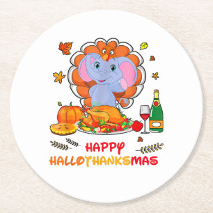 Happy Hallo vielen Dank an Mas Elephant Erntedank Runder Pappuntersetzer