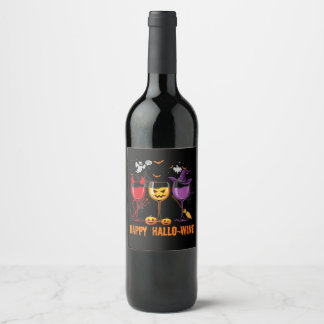 Happy Hallo-Wine Funloween Glass Wine Drink Weinetikett