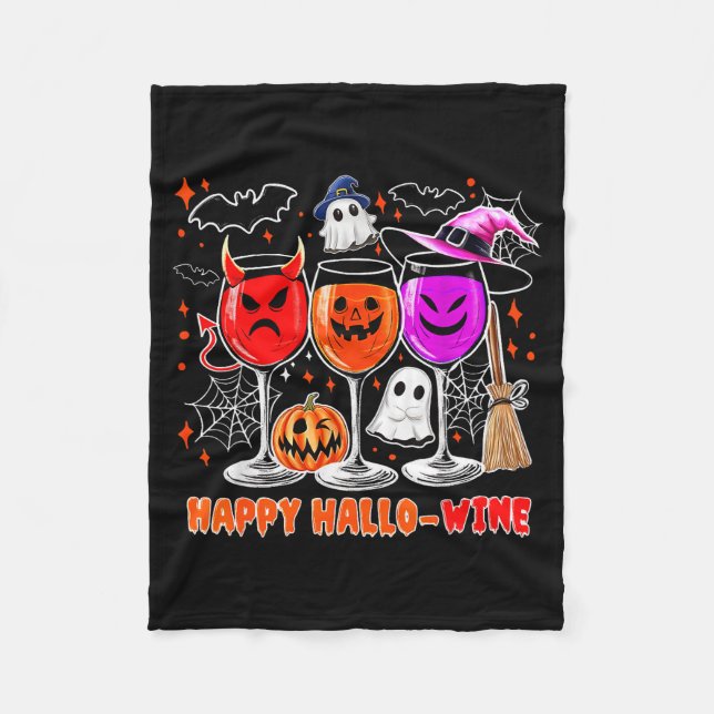 Happy Hallo-wine Funny Halloween Gl Wine Drinking  Fleecedecke (Vorderseite)