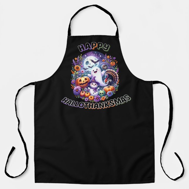Happy HalloDankeMas All-over Print-Schürze Schürze (Vorderseite)