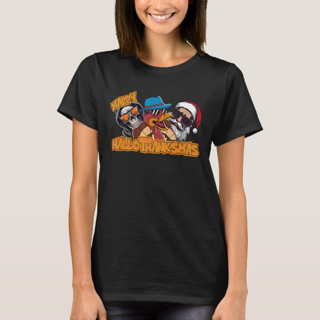 Happy HalloDankeMas Halloween Erntedank Christ T-Shirt (Vorderseite)