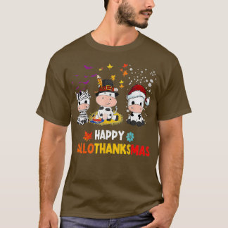 Happy HalloDankeMas Santa Cow Halloween Thanksgiv T-Shirt