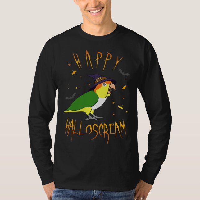 Happy Halloscream White Bellied Caique Witch Hat B T-Shirt (Vorderseite)