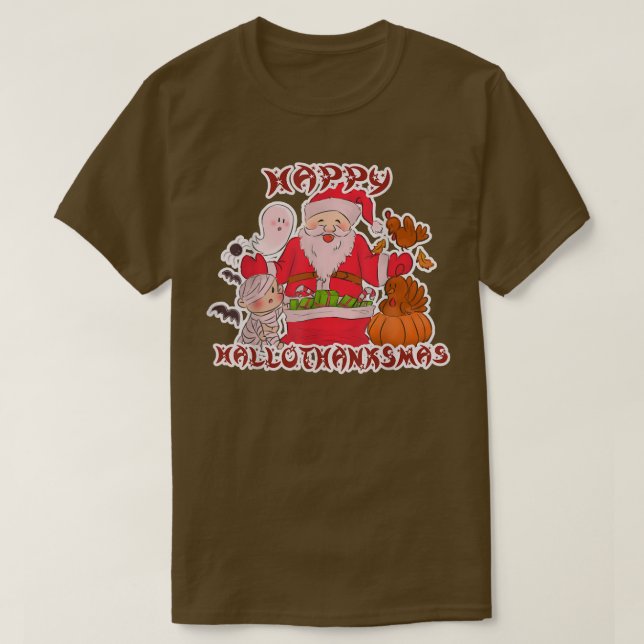 Happy Hallothanksmas 3in1 Halloween Erntedank C T-Shirt (Design vorne)