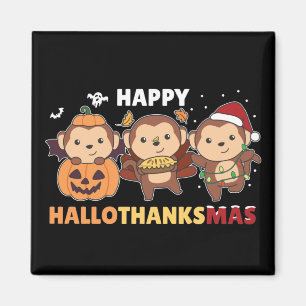 Happy Hallothanksmas Affen Weihnachtsaffe Magn Magnet