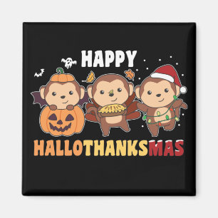 Happy Hallothanksmas Affen Weihnachtsaffe Magn Magnet