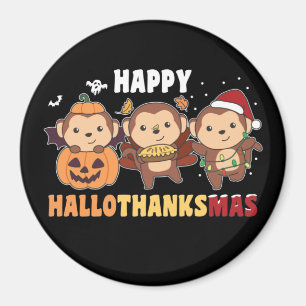 Happy Hallothanksmas Affen Weihnachtsaffe Magn Magnet