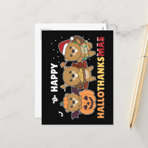 Happy Hallothanksmas Beaver Christmas Beaver Holid Feiertagspostkarte