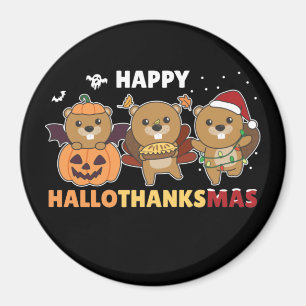 Happy Hallothanksmas Beaver Christmas Beaver Magne Magnet