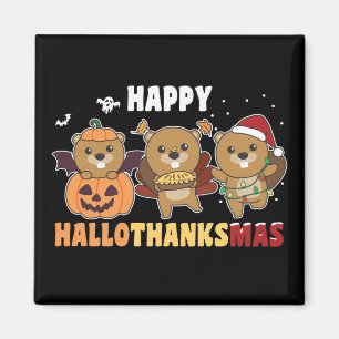 Happy Hallothanksmas Beaver Christmas Beaver Magne Magnet