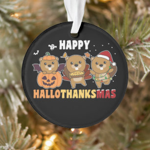 Happy Hallothanksmas Biber Weihnachtsbäume Ornament