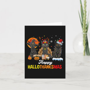 Happy Hallothanksmas Black Cat Halloween Thanksgiv Karte