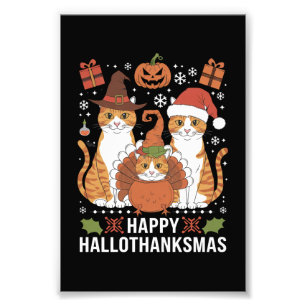 Happy Hallothanksmas Cats Halloween Fotodruck