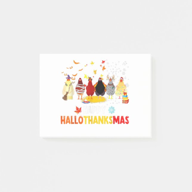 Happy Hallothanksmas Chickens Costume Halloween Post-it Klebezettel (Vorderseite)