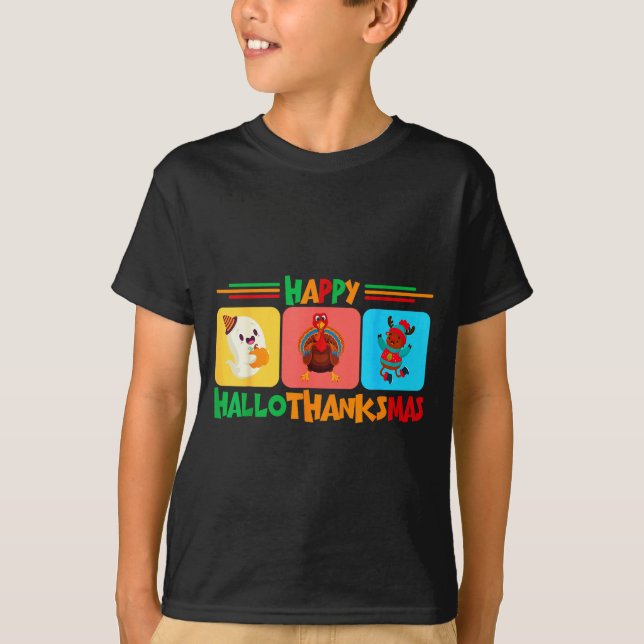 Happy Hallothanksmas Christmas And Thanksgiving  T-Shirt (Vorderseite)