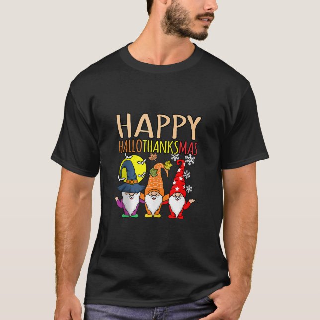 Happy Hallothanksmas Christmas Halloween Thanksgiv T-Shirt (Vorderseite)