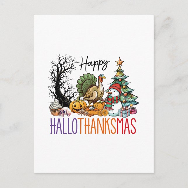Happy Hallothanksmas Clipart Postkarte (Vorderseite)