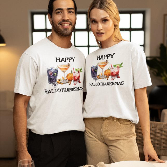 Happy Hallothanksmas Cocktails Feierliche Feier T-Shirt (Von Creator hochgeladen)