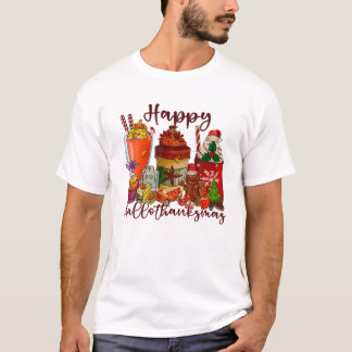 Happy Hallothanksmas Coffee Lover Halloween T-Shirt