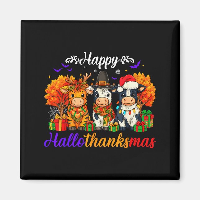 Happy Hallothanksmas Cows For Farmer  Magnet (Vorne)
