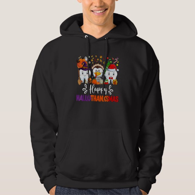 Happy HalloThanksMas Dental Boo Crew Dentist Assis Hoodie (Vorderseite)