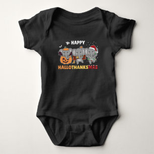 Happy Hallothanksmas Elephant Weihnachtslephant Baby Strampler
