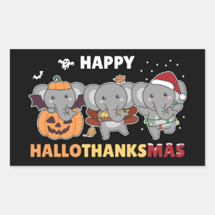 Happy Hallothanksmas Elephant Weihnachtslephant S Rechteckiger Aufkleber