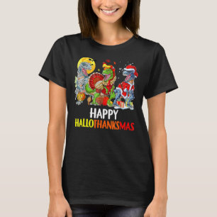 Happy Hallothanksmas Erntedank Dinosaur Rex Tur T-Shirt