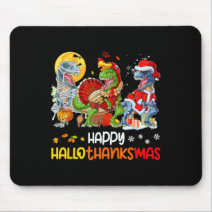 Happy Hallothanksmas Erntedank Dinosaur T Rex T Mousepad