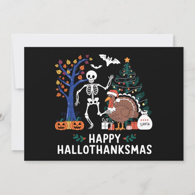 Happy Hallothanksmas Feiertagssaison Geschenk Fall Feiertagskarte (Vorderseite)