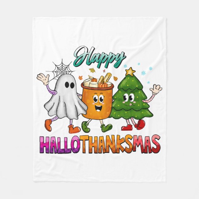Happy Hallothanksmas Fleecedecke (Vorderseite)