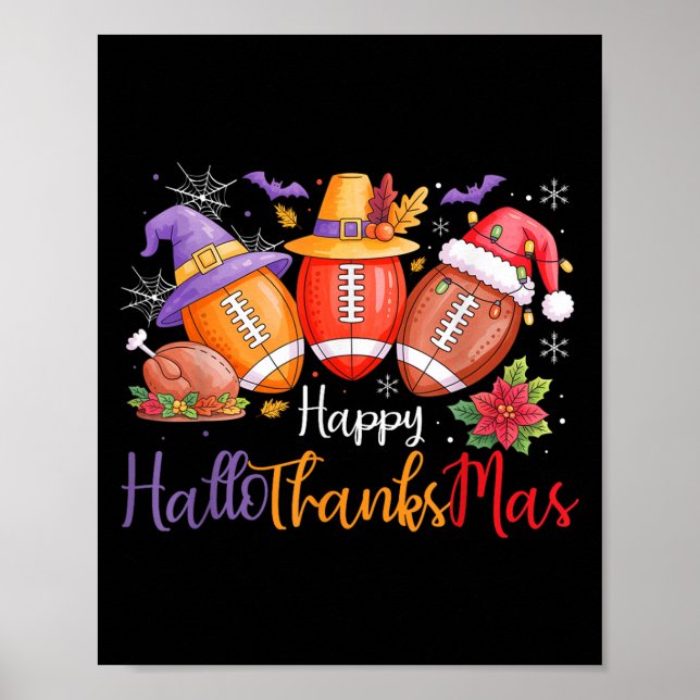 Happy Hallothanksmas Football Halloween Poster (Vorne)