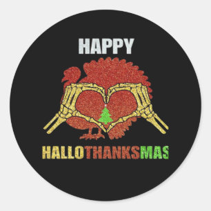 Happy Hallothanksmas Fun Holiday Saison Mashup Runder Aufkleber