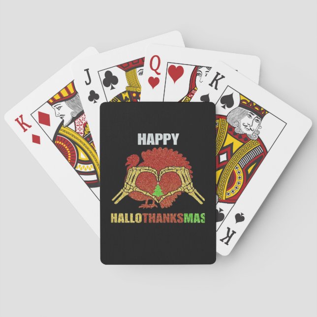 Happy Hallothanksmas Fun Holiday Saison Mashup Spielkarten (Rückseite)