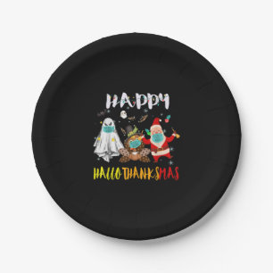 Happy Hallothanksmas Funny Halloween Erntedank Pappteller