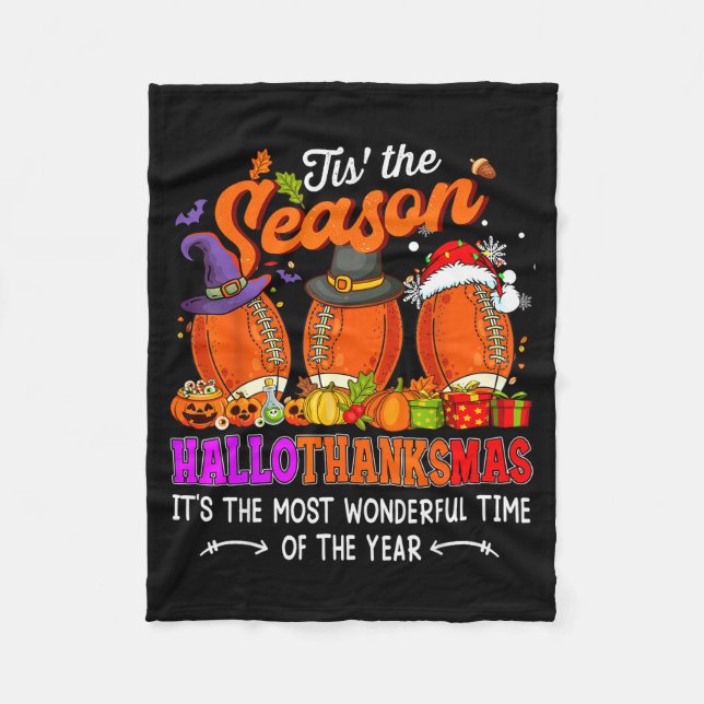Happy Hallothanksmas Funny Halloween Thanksgiving  Fleecedecke (Vorderseite)