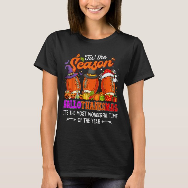 Happy Hallothanksmas Funny Halloween Thanksgiving  T-Shirt (Vorderseite)