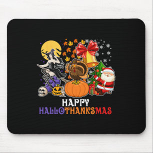 HAPPY HALLOTHANKSMAS GNOME Halloween Erntedank Mousepad